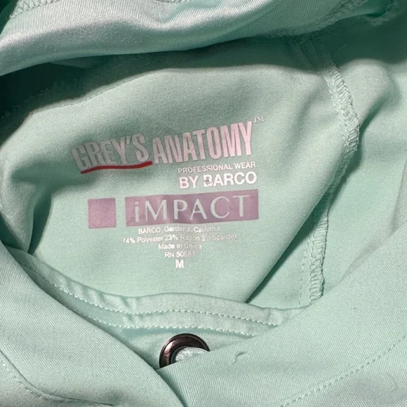 Grey's Anatomy Mint Green Scrub set with Silver Trim - Picture 5 of 5